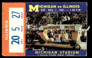 1981 Michigan Stadium Ticket Nov 7 Michigan vs Illinois - Picture 1 of 2