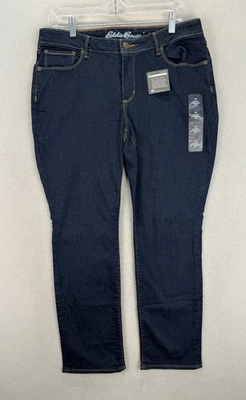 Eddie Bauer Jeans Women’s Petite Sz 14 Curvy Straight Mid Rise Blue Denim NWT - Image 1 of 4