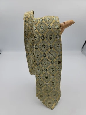 Corbata De Colección Años 50 Delgada Dorada Geométrica Mod Deco Metálica Brillo Amarillo Azul  Foto 1 de 4