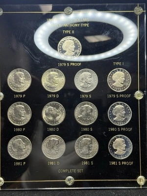 Susan B Anthony Dollars- Set in Capital Plastic Holder. 13 Coins - Image 1 of 2