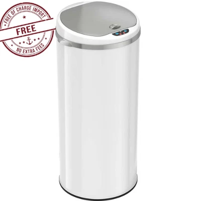 New iTouchless 13 Gal White Stainless Steel Sensor Kitchen Trash Can White - Image 1 of 4