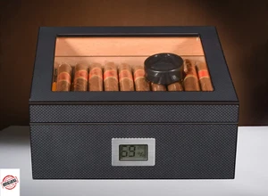 Humidor Zigarren, Volenx Kohlefaser Humidor Digitalem Hygrometer Luftbefeuchter