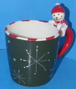 Unbranded Rare Decorative Holiday Mug Red Green Snowman on Handle 5" L@@K - Picture 1 of 5