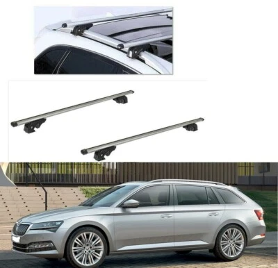 BARRE PORTATUTTO ALLUMINIO SKODA SUPERB STATION WAGON ANNO 2019 CON RAILS   - Immagine 1 di 4