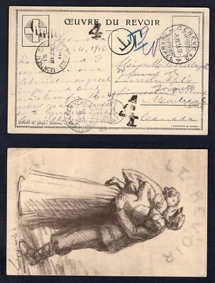 SWITZERLAND 1916 Postcard to Canada; Artist Signed. USA & Candian POSTAGE DUE - Image 1 of 3