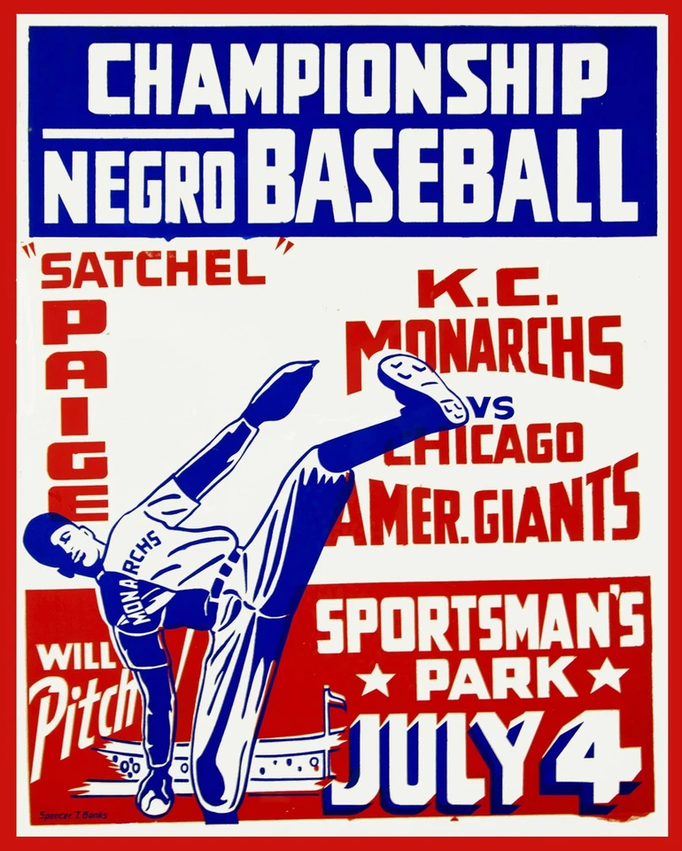 Póster de la Liga Negra KC Monarchs (Satchel Paige) vs Chicago Giants - Foto 8 x10 Foto 1 de 1