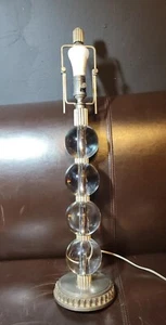Ralph Lauren Kristallkugelsäule Tischlampe silberner Sockel massiv großes Glas RAR - Bild 1 von 12