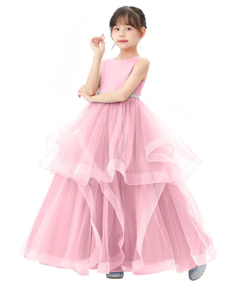 Heart Cutout Ruffle Skirt Flower Girl Dress Wedding Pageant Dress Princess Gown - Image 1 of 1