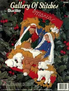 Vintage BUCILLA Felt Applique 15" Christmas Stocking Kit Nativity 33394 New NOS - Picture 1 of 3