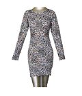  LS1 LADIES LEOPARD-WOMAN-LONG- BODY CON-SLEEVE-SWING-SKATER-PARTY-DRESS-TOP 