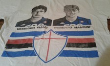 MAGLIETTA T-SHIRT SAMPDORIA VINTAGE GEMELLI DEL GOL VIALLI MANCINI. SIZE L