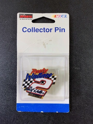 NASCAR Rusty Wallace Checkered Flag & #2 Collectible Lapel Pin Cover