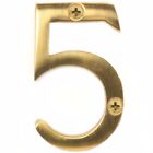 SOLID BRASS DOOR NUMBER 5 Five Polished Screws 50mm Gold Colour Furniture Front