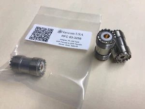 2 Adaptador RFC Modelo 63-3258 UHF Doble Hembra Mil # PL-258 Teflon®, Dorado, Níquel - Imagen 1 de 1