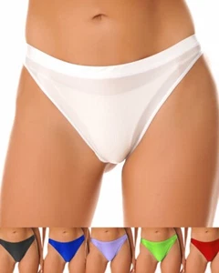 UK Women Shiny Glossy Knicker Cheeky Brazilian Swim Bottom Solid Bikini Panties - Picture 1 of 91