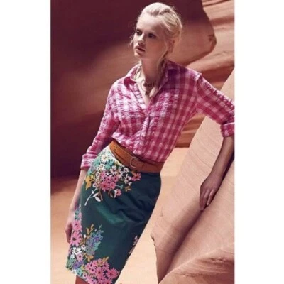 Falda recta lápiz estampado floral verde talla 2 Odille Anthropologie Abronia Foto 1 de 4