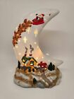 Brinnco Battery Powered Christmas Ceramic Light Crescent Moon Santa & Reindeer