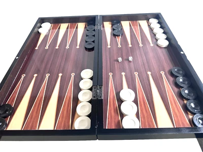 BACKGAMMON TAVLA CHECKERS DRAUGHTS SET LARGE WOODEN FOLDABLE TRADITIONAL XXL UK - Image 1 of 4