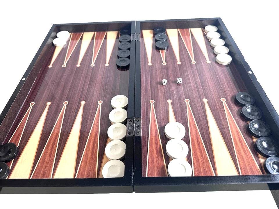 BACKGAMMON TAVLA CHECKERS DRAUGHTS SET LARGE WOODEN FOLDABLE TRADITIONAL XXL UK - Image 1 of 4