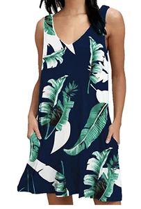 MISFAY Women's Summer Casual T Shirt Dresses Beach Cover up Plain Tank Dress S - Picture 1 of 6