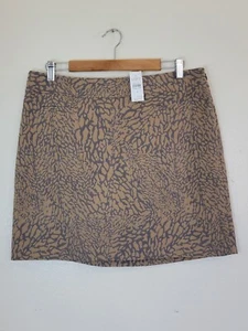 Loft Minirock Damen Größe 12 Tiermotiv gold hellbraun grau Karriere neu mit Etikett - Bild 1 von 9