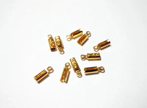 10pz coprinodo terminale in acciaio inox 10x3mm (interna 2mm) colore oro bijoux - Foto 1 di 1