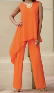Evening Pool Wedding party Women's Cruise-Cocktail Church 2PC Pant suit plus 2X - Picture 1 of 3