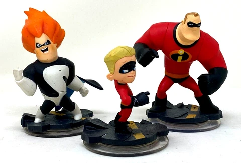Disney Infinity Incredibles Mr Incredible, Syndrome, Dash -3 Figure Lot Cover