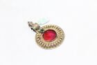 Pendant Old Silver Antique Traditional Tribal Temple Old Gold Plated Glass D120