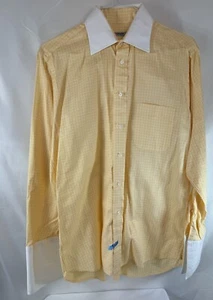 Vintage Burberry of London French Cuff White Collar Yellow Men Dress Shirt 15.5 - Picture 1 of 16