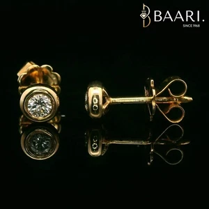 0.25CT Diamond Earring 18K Yellow Gold Genuine Round Diamonds Stud - Picture 1 of 3