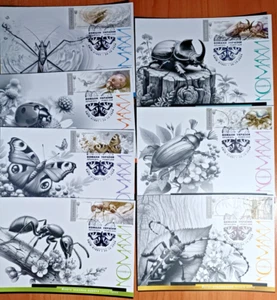 FDC Cardmax "Insects of Ukraine" 2024 Beetles Butterfly Full set 7 Cardmaximums - Picture 1 of 16