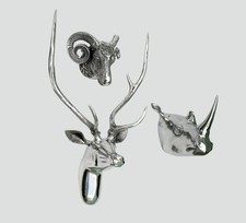 Large Wall Mounted Metal Stag Head With Rhino & Ram Head Deer Antelope fx/]-