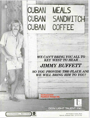 (2) Classic Jimmy Buffet 1970's Touring & Promotion Classic Reprint Ads - Image 1 of 2