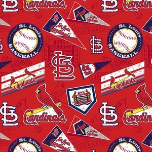 BTY MLB St. Louis Cardinals tela de algodón rojo colgante béisbol por yarda 14433 - Imagen 1 de 1