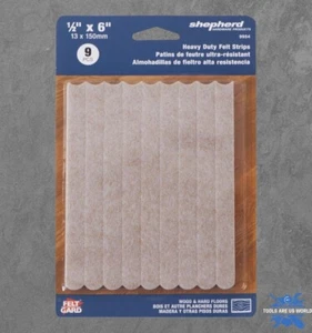 Heavy Duty 1/2" x 6" Beige Self Adhesive Felt Strips 9 Pack scratch Free Home - Picture 1 of 6