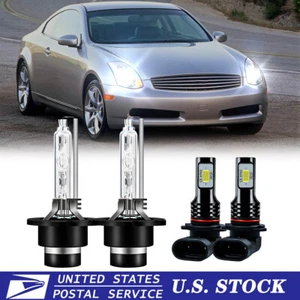 For Infiniti G35 2007-2008 Front HID Headlight High/Low Beam Fog Light 4Pc Bulbs - Picture 1 of 12