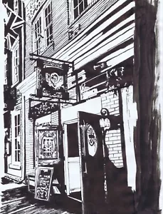 Original brush and ink illustration Molly MacPherson's Savannah Georgia - Picture 1 of 2