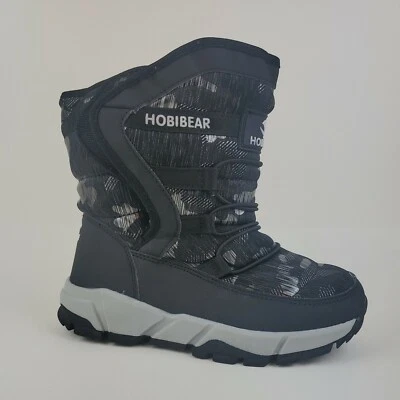 Bota de nieve Hobibear para niños talla 36 EUR negra plateada forro de piel sintética gancho y lazo Foto 1 de 4