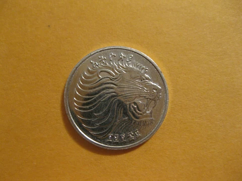1977 Ethiopia coin 1 Cent   LION  Uncirculated beauty animal   F.A.O issue Cover