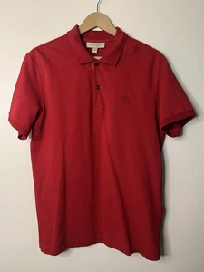 Burberry Nova Check Red Button Polo Short Sleeve Shirt Size L - Picture 1 of 7