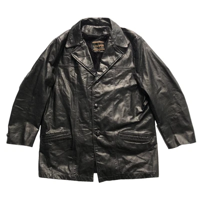 Винтажная мужская кожаная куртка Cooper 44 черная военная авиаторская стриженный мех - Изображение 1 из 4