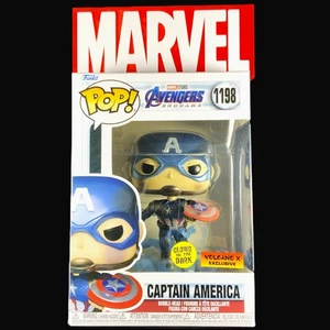 Pop Cave 2022 VAULTED - MARVEL: CAPTAIN AMERICA Volcano X Exclusive GLOW METALIC - Picture 1 of 11