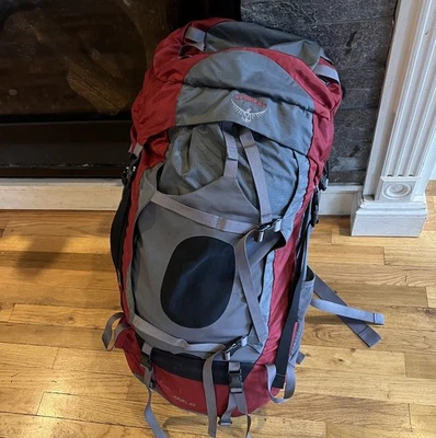 Osprey Women's Ariel 65 Outdoor Hiking Backpack Size M Red and Gray - Image 1 of 4