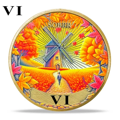 6 Years Sober , Six Year Sobriety Coin AA Chips Alcoholics Anonymous Medallions - Image 1 of 4