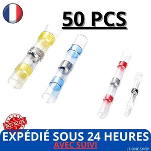 Kit Cosse Électrique Thermorétractable 50pcs Connecteur Manchon à Souder Étanche - Photo 1/6