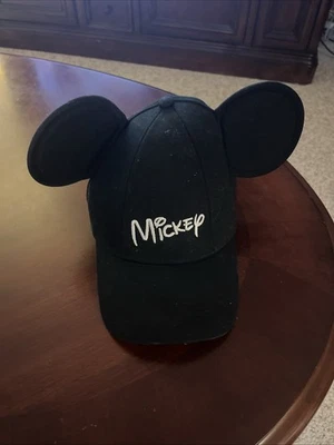 Disney Mickey Mouse Ears Hat Cap Strap Back Youth One Size Black 100% Cotton - Image 1 of 3