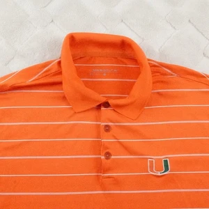 Nike Miami Hurricanes Polo Shirt Mens Extra Large Orange Dri Fit Golf Casual - Picture 1 of 9