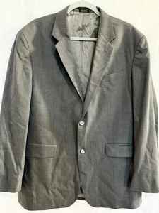 J. Ferrar 100% Wool Gray Sport Coat Blazer Jacket Size 42R Workwear White Collar - Picture 1 of 8
