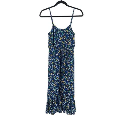 Vestido Donna Morgan Tirantes Cuello en V Alto Bajo Midi Floral Azul Talla 2  Foto 1 de 4